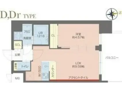 プレジオ塚本ASIAN(1LDK/5階)の間取り写真