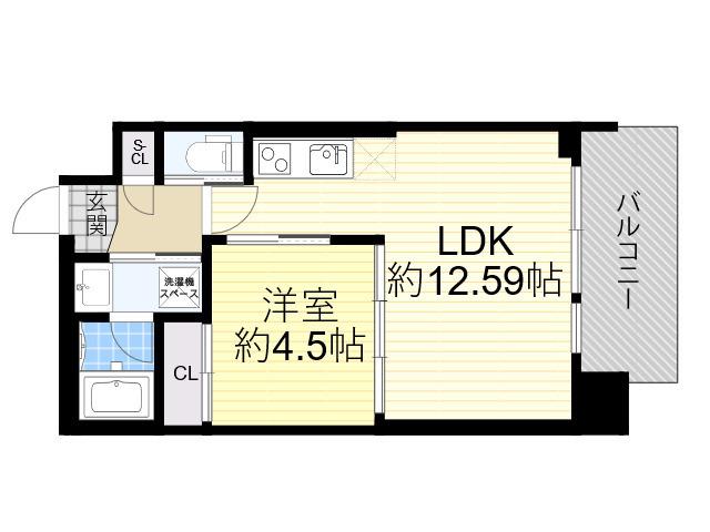 プレジオ塚本ASIAN(1LDK/4階)の間取り写真
