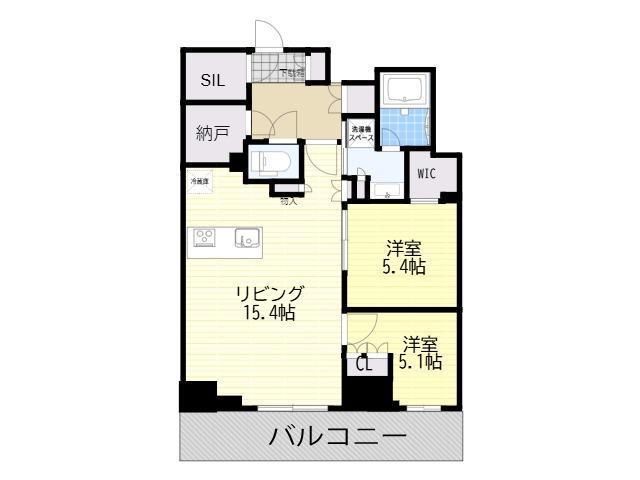 ジオタワー大阪十三(2LDK/16階)の間取り写真
