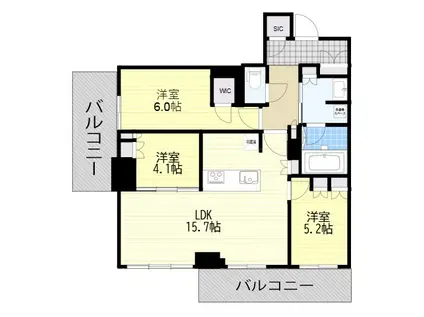 ジオタワー大阪十三(2LDK/23階)の間取り写真