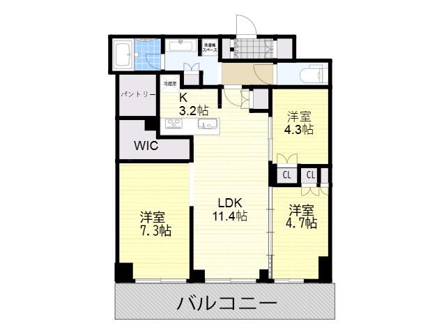 ジオタワー大阪十三(3LDK/35階)の間取り写真