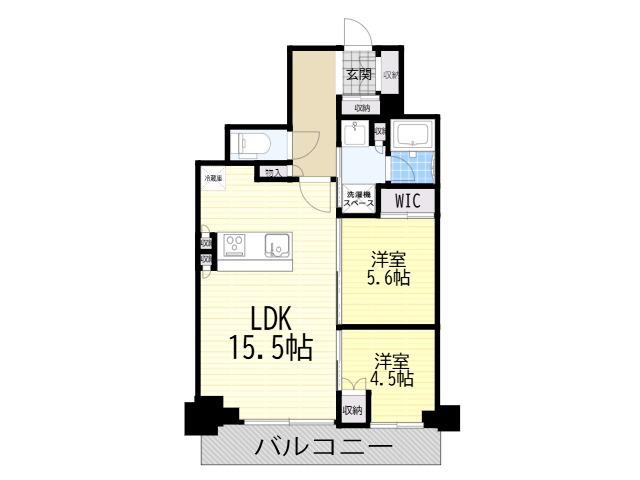 ジオタワー大阪十三(2LDK/15階)の間取り写真