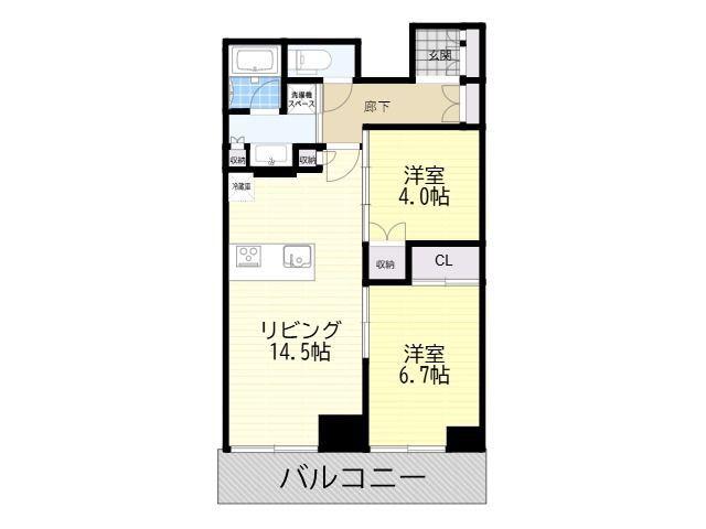 ジオタワー大阪十三(2LDK/22階)の間取り写真