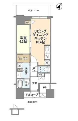 ジオタワー大阪十三(1LDK/14階)の間取り写真