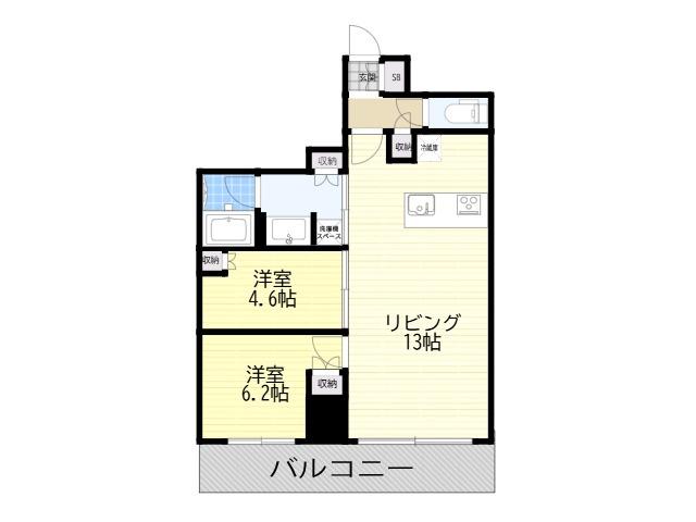ジオタワー大阪十三(2LDK/24階)の間取り写真