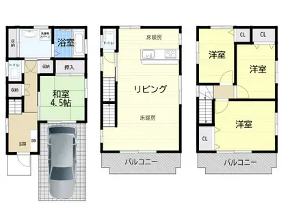阪急宝塚本線 十三駅 徒歩4分 3階建 築15年(4LDK)の間取り写真