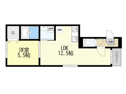 KSRアーバンテラス塚本(1LDK/3階)の間取り写真