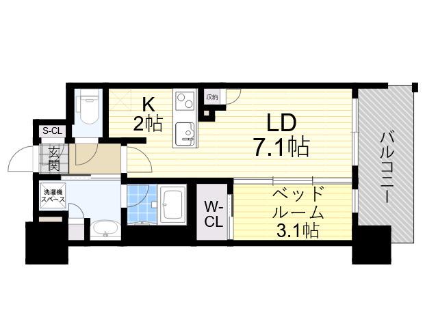 リビオレゾン塚本ステーションプレミア(1LDK/9階)の間取り写真