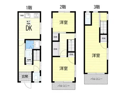 阪急神戸本線 十三駅 徒歩6分 3階建 築44年(3DK)の間取り写真