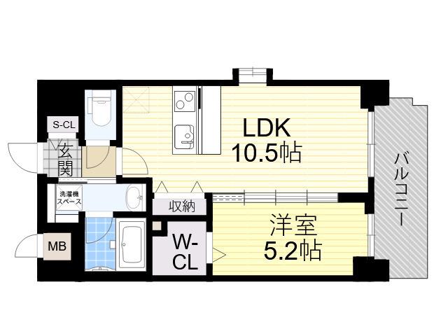 スプランディッド新大阪8(1LDK/6階)の間取り写真