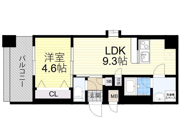 スプランディッド新大阪8(1LDK/13階)の間取り写真
