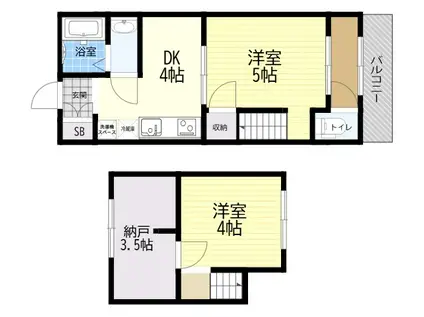 阪神本線 姫島駅 徒歩5分 2階建 築62年(2DK)の間取り写真
