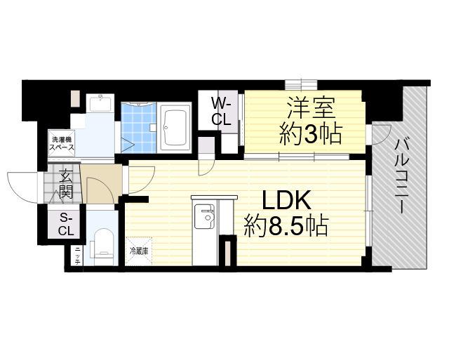 プレサンスレイズ東三国(1LDK/3階)の間取り写真