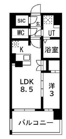 アーバンパーク御幣島(1LDK/11階)の間取り写真