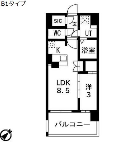 アーバンパーク御幣島(1LDK/3階)の間取り写真