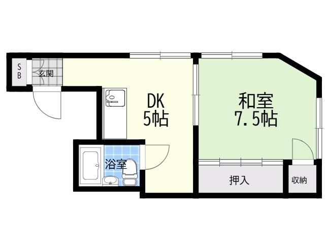 アイズビル(1DK/2階)の間取り写真