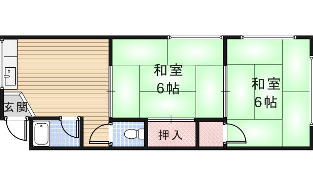 パープルマンション2(2DK/4階)の間取り写真