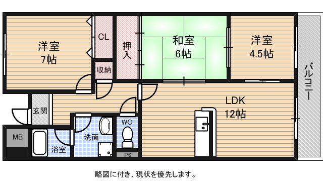 深井セレニテ(3LDK/2階)の間取り写真