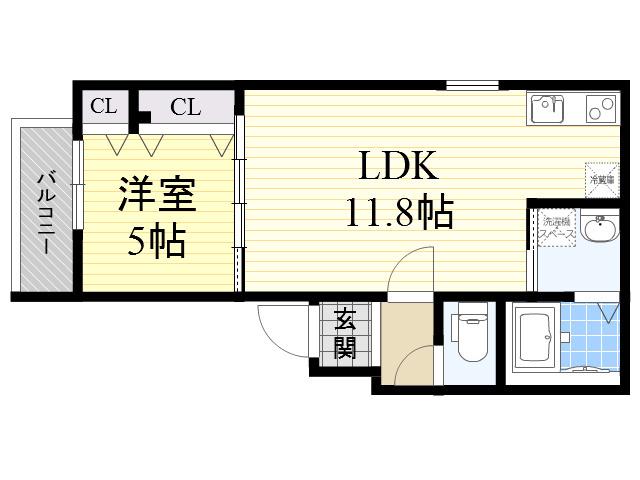 フジパレス堺東3番館(1LDK/2階)の間取り写真