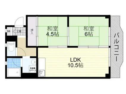 ハイツかわしま(2LDK/5階)の間取り写真