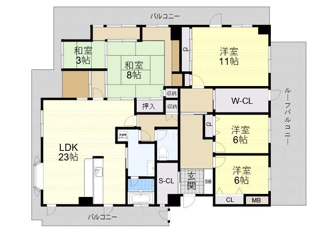 フォレスタ育和(5LDK/6階)の間取り写真