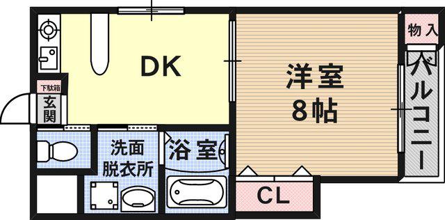 ハイツシャレード西館(1DK/3階)の間取り写真