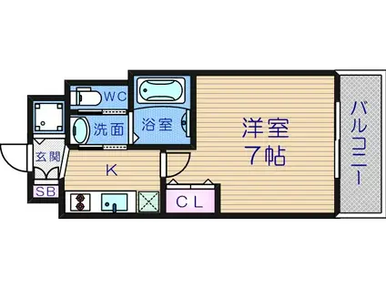 ミリアン四天王寺夕陽丘(1K/10階)の間取り写真