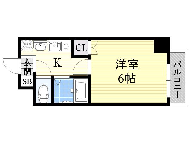 VILLA KEI(1K/6階)の間取り写真