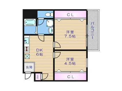 エスポワール大和(2DK/3階)の間取り写真