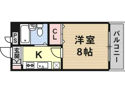 アパルト四天王寺2(1K/2階)の間取り写真