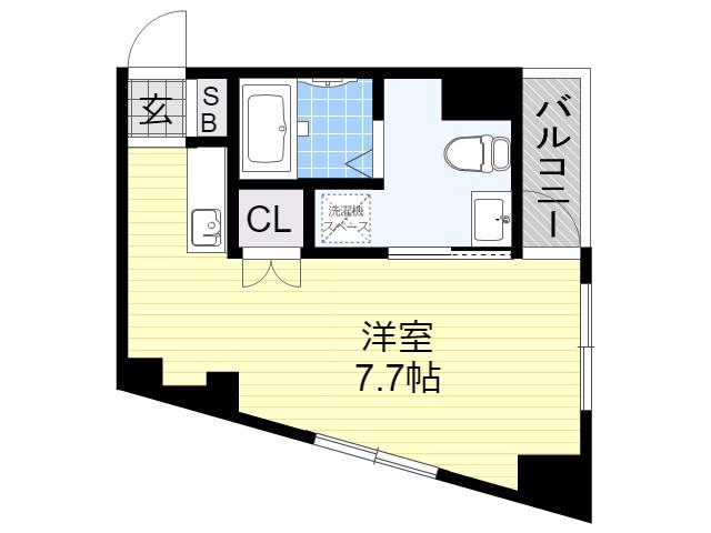 ベルエール天王寺(1K/6階)の間取り写真
