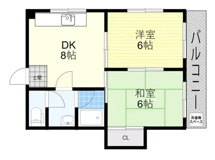 サンワード北田辺(2DK/5階)の間取り写真