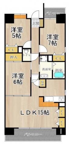 東部市場前レジデンス(3LDK/8階)の間取り写真