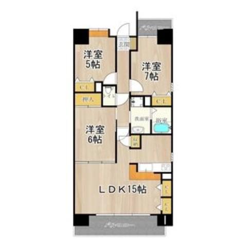 東部市場前レジデンス(3LDK/9階)の間取り写真