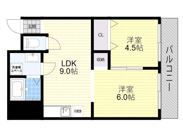 メゾン南桃園(2LDK/2階)の間取り写真