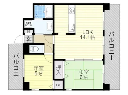 ルミネ阿倍野(2LDK/4階)の間取り写真