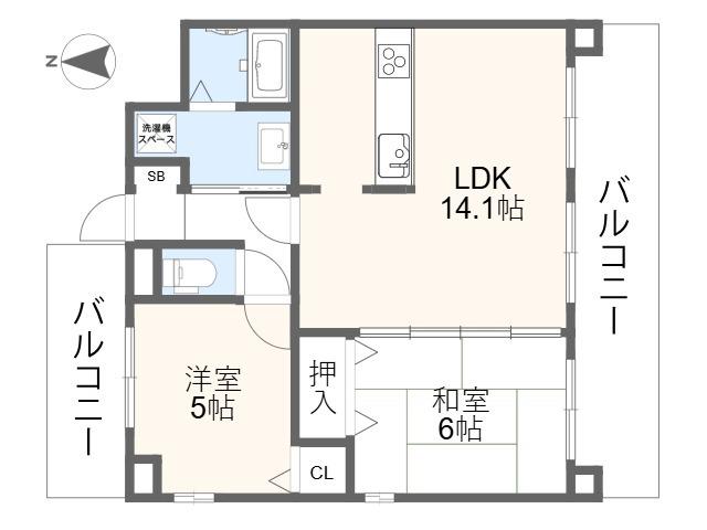 ルミネ阿倍野(2LDK/4階)の間取り写真