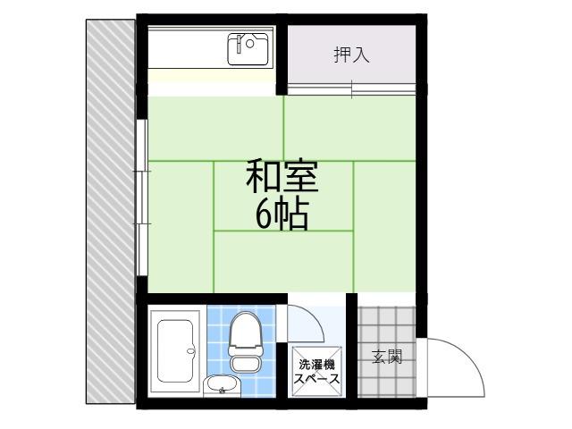 ワカバマンション(1K/2階)の間取り写真