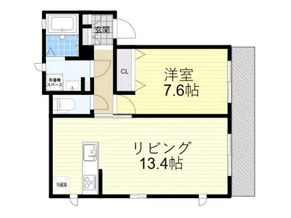 メゾン・グレース・ケイ生野東(1LDK/2階)の間取り写真