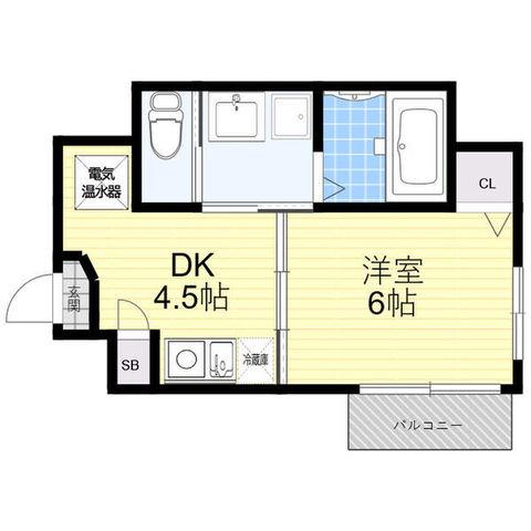 ラルーチェ逢坂(1DK/4階)の間取り写真