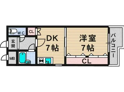 エイチ・ツーオー今川(1DK/4階)の間取り写真