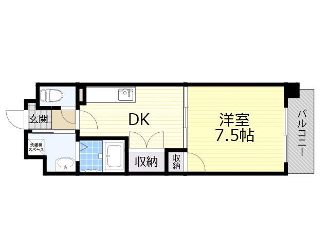 寺田町ハイツ(1DK/3階)の間取り写真