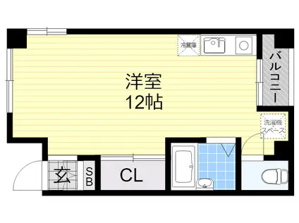 美芳・ハイツ(ワンルーム/2階)の間取り写真