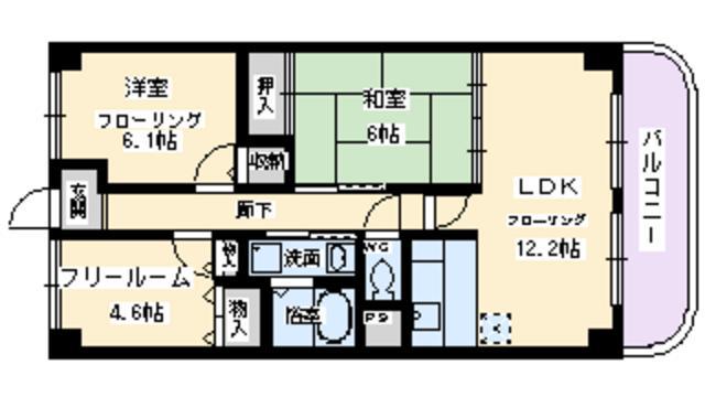 レジデンシア北田辺(2SLDK/2階)の間取り写真