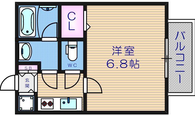 マメゾン阿倍野(1K/1階)の間取り写真