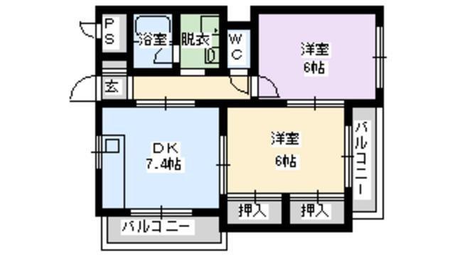 メゾングリーンマーベル(2LDK/5階)の間取り写真