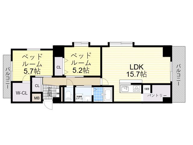 ISM 今里(2LDK/4階)の間取り写真