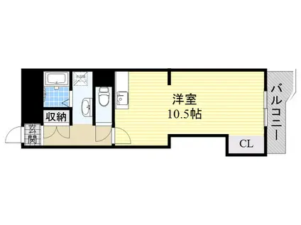 昭和エクセルビュー東大阪(ワンルーム/4階)の間取り写真