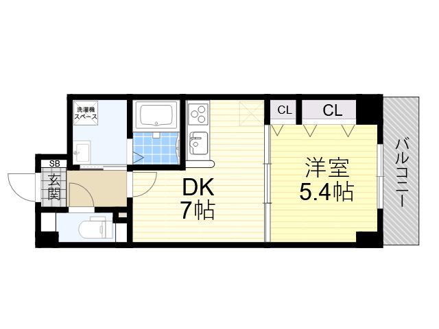 カナセ上汐町(1DK/6階)の間取り写真