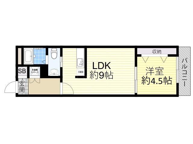 カーサノベンタ(1LDK/3階)の間取り写真